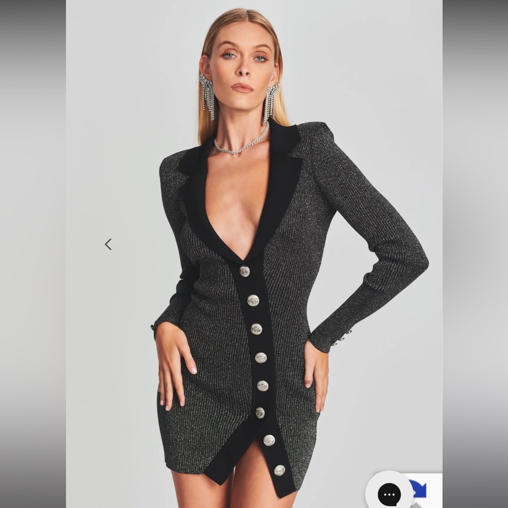 NWT Retrofete Mimi Dress Size M Black Metallic